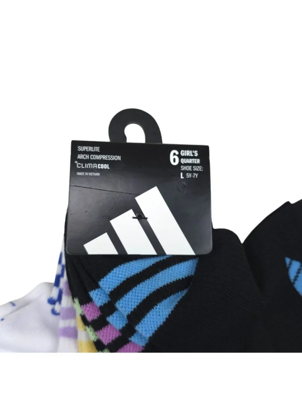Adidas Girls Superlite Climalite Arch Compression Quarter Socks 6-Pack L (5Y-7Y)